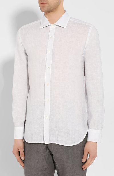 Льняная рубашка 120% LINO светло-серого цвета по цене 20750 руб., арт. R0M1311/B317/S00, фото 3 Льняная рубашка 120% LINO, арт. R0M1311/B317/S00, фото 3