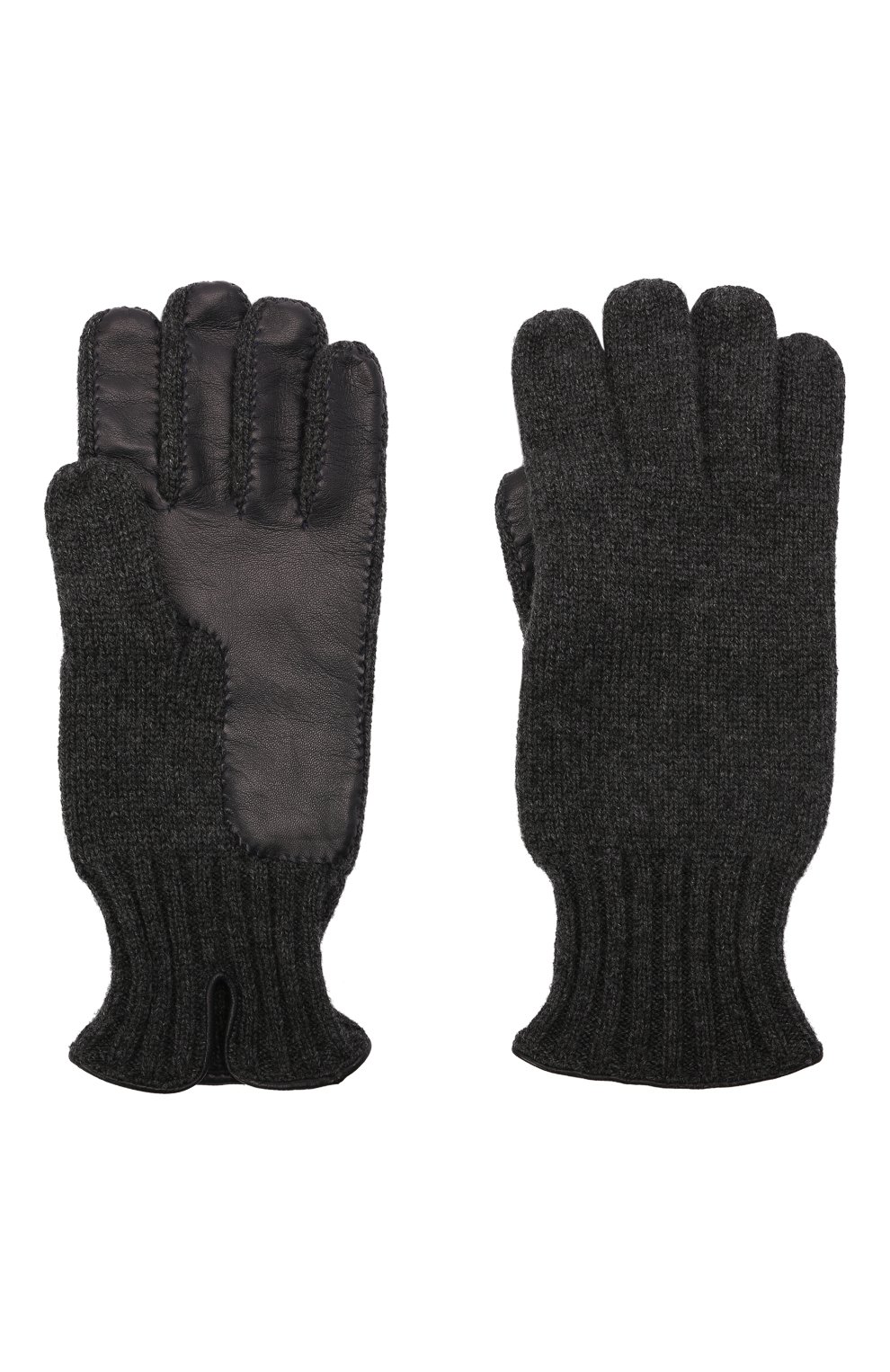 Комбинированные перчатки IL BORGO CASHMERE темно-серого цвета по цене 51750 руб., арт. 46-396G0, фото 2 Комбинированные перчатки IL BORGO CASHMERE, арт. 46-396G0, фото 2