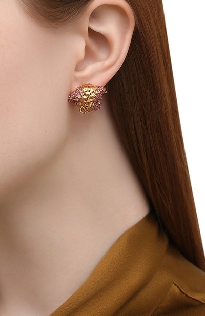 Серьги medusa VERSACE золотого цвета по цене 43800 руб., арт. DG28466/DJMX, фото 2 Серьги medusa VERSACE, арт. DG28466/DJMX, фото 2