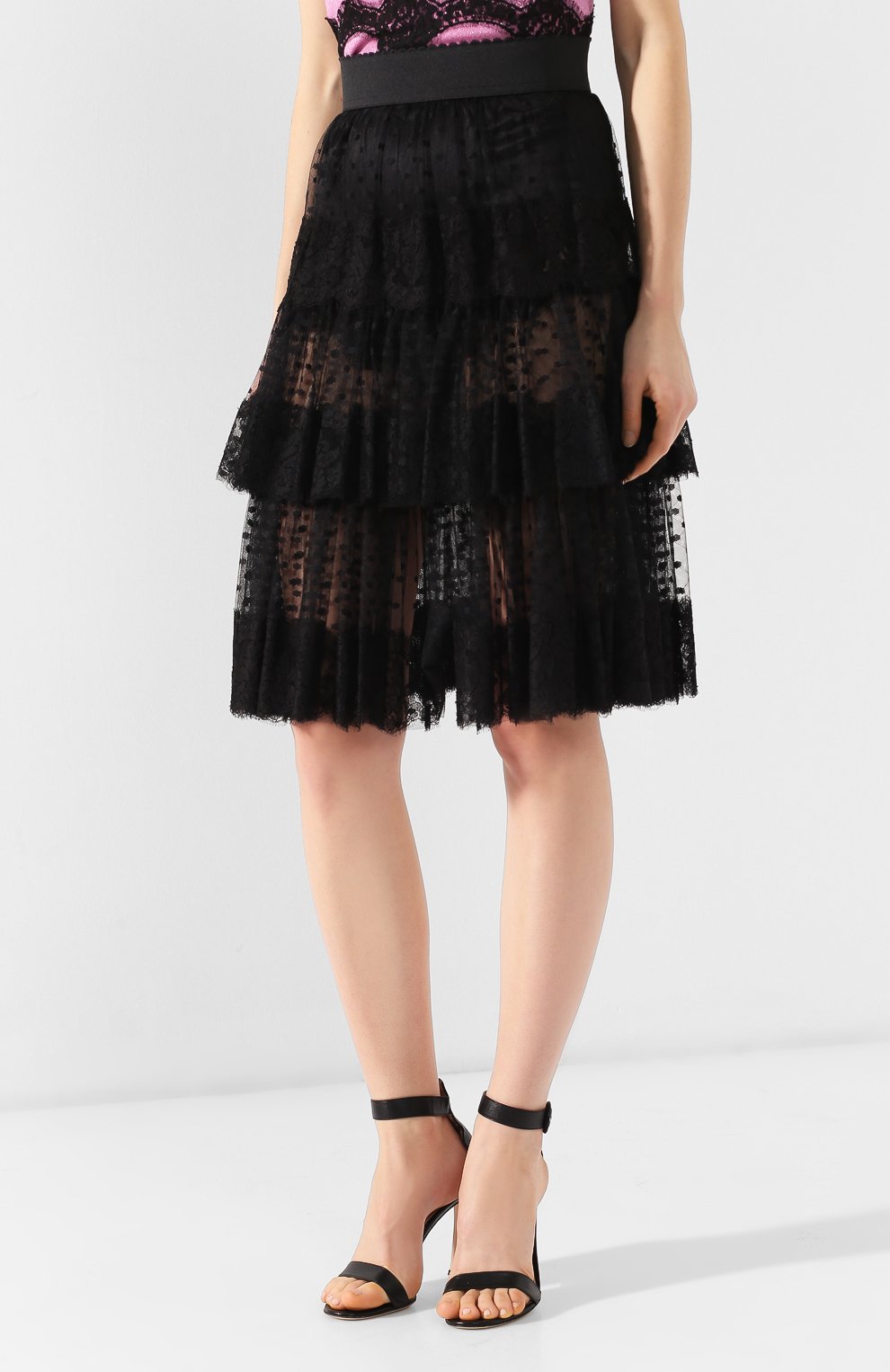 Многослойная юбка DOLCE & GABBANA черного цвета по цене 185500 руб., арт. F4BIDT/FLMJT, фото 3 Многослойная юбка DOLCE & GABBANA, арт. F4BIDT/FLMJT, фото 3