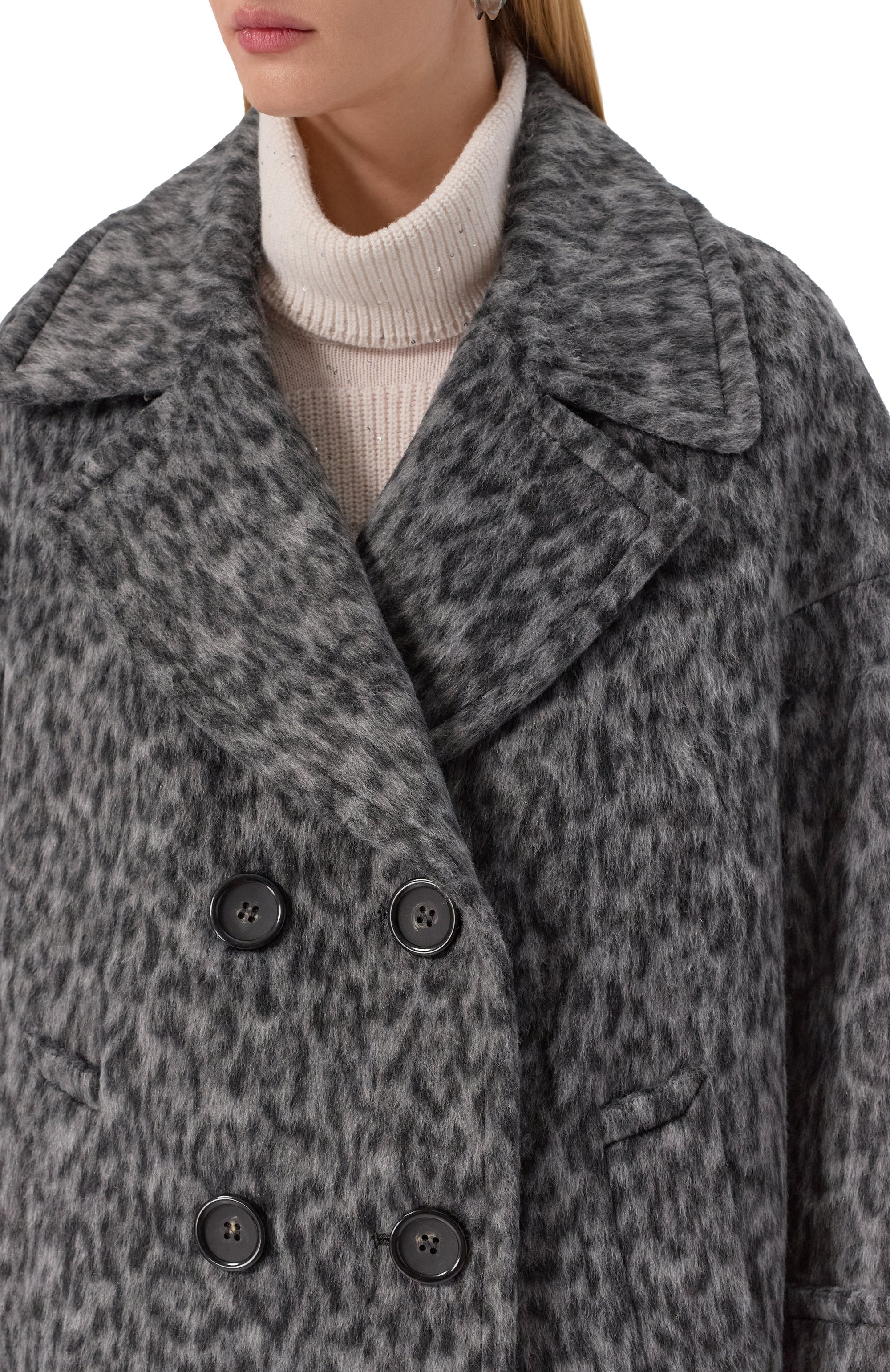 Пальто CINZIA ROCCA серого цвета по цене 72600 руб., арт. UR28001/E3, фото 5 Пальто CINZIA ROCCA, арт. UR28001/E3, фото 5