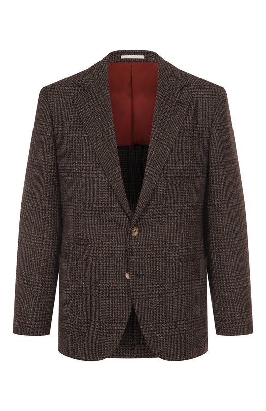 Пиджак из шерсти и шелка Brunello Cucinelli MV4167BND Коричневый MV4167BND