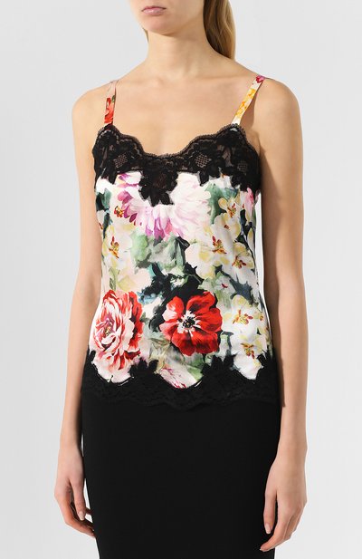 Топ из смеси шелка и хлопка DOLCE & GABBANA разноцветного цвета по цене 76300 руб., арт. 07A00T/FSAX5, фото 3 Топ из смеси шелка и хлопка DOLCE & GABBANA, арт. 07A00T/FSAX5, фото 3