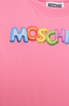 Детское хлопковое платье MOSCHINO розового цвета, арт. HAV0BQ/LBA00/4-8 | Фото 3 (Рукава: Короткие; Материал внешний: Хлопок; Девочки Кросс-КТ: Платье-одежда; Случай: Повседневный; Драгоценные камни: Проставлено; Материал сплава: Проставлено; Региональные ограничения белый список (Axapta Mercury): Не проставлено)