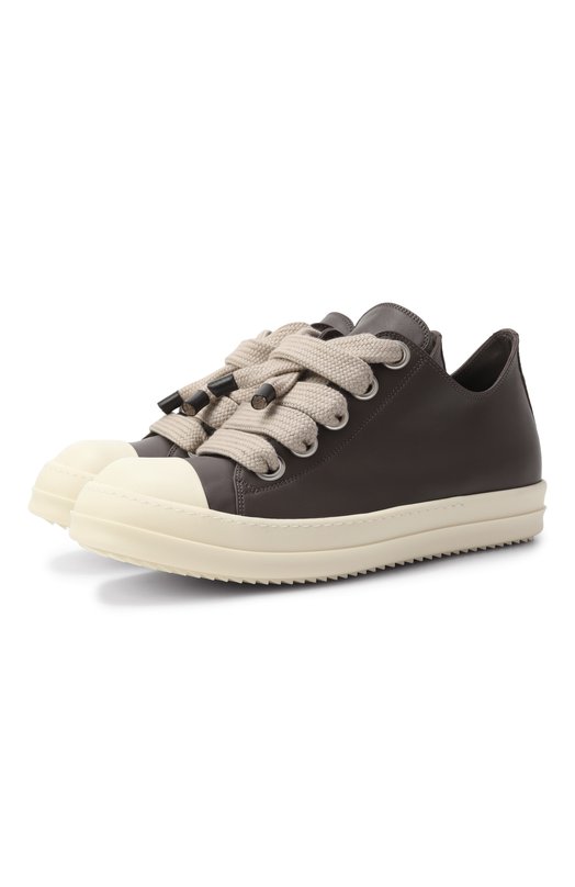 Кожаные кеды Jumbolace Rick Owens RU02E1893/LC0W2 Коричневый RU02E1893/LC0W2