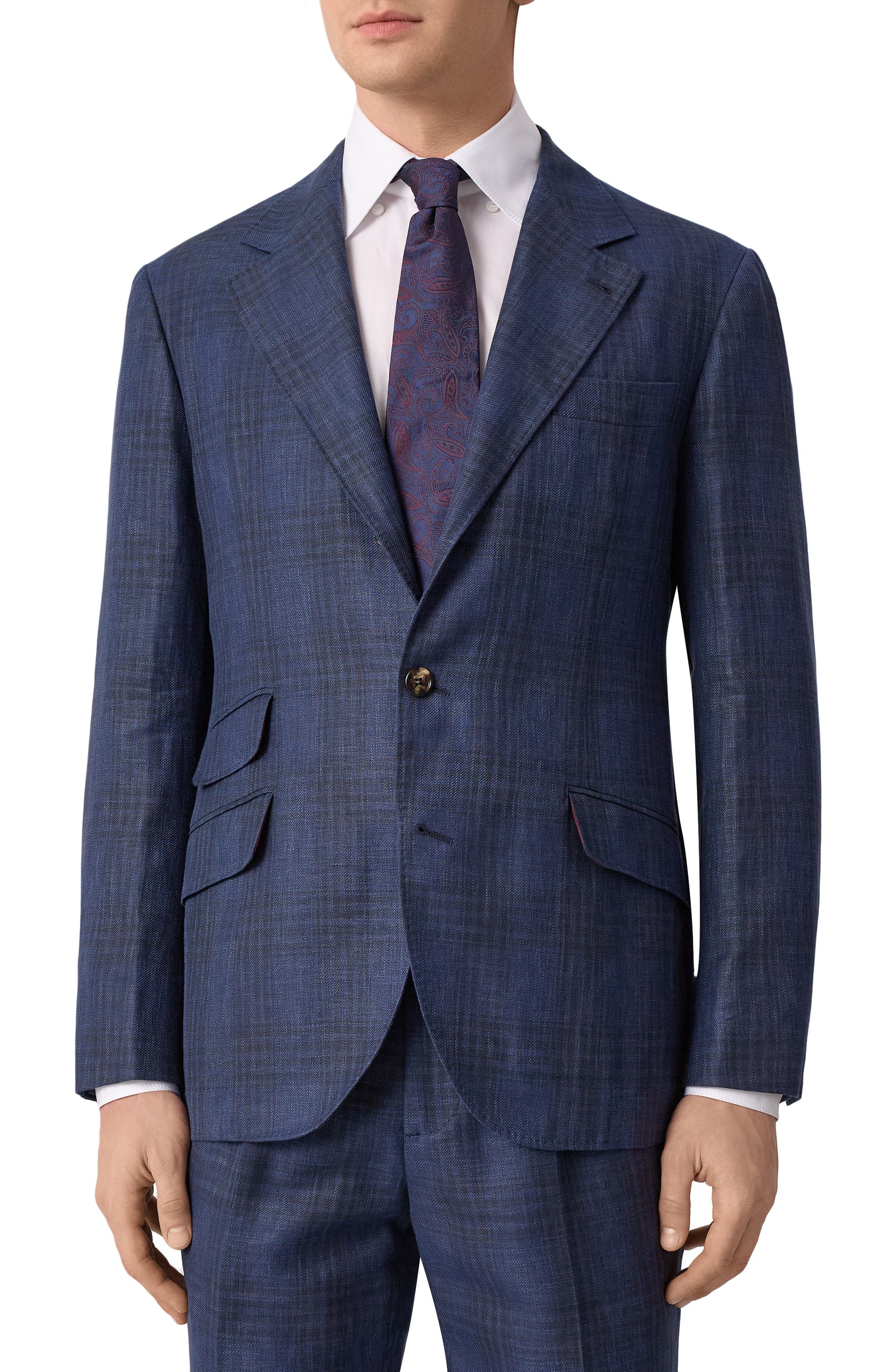 Костюм из шерсти и льна BRUNELLO CUCINELLI темно-синего цвета по цене 721500 руб., арт. MR486LDWH, фото 3 Костюм из шерсти и льна BRUNELLO CUCINELLI, арт. MR486LDWH, фото 3