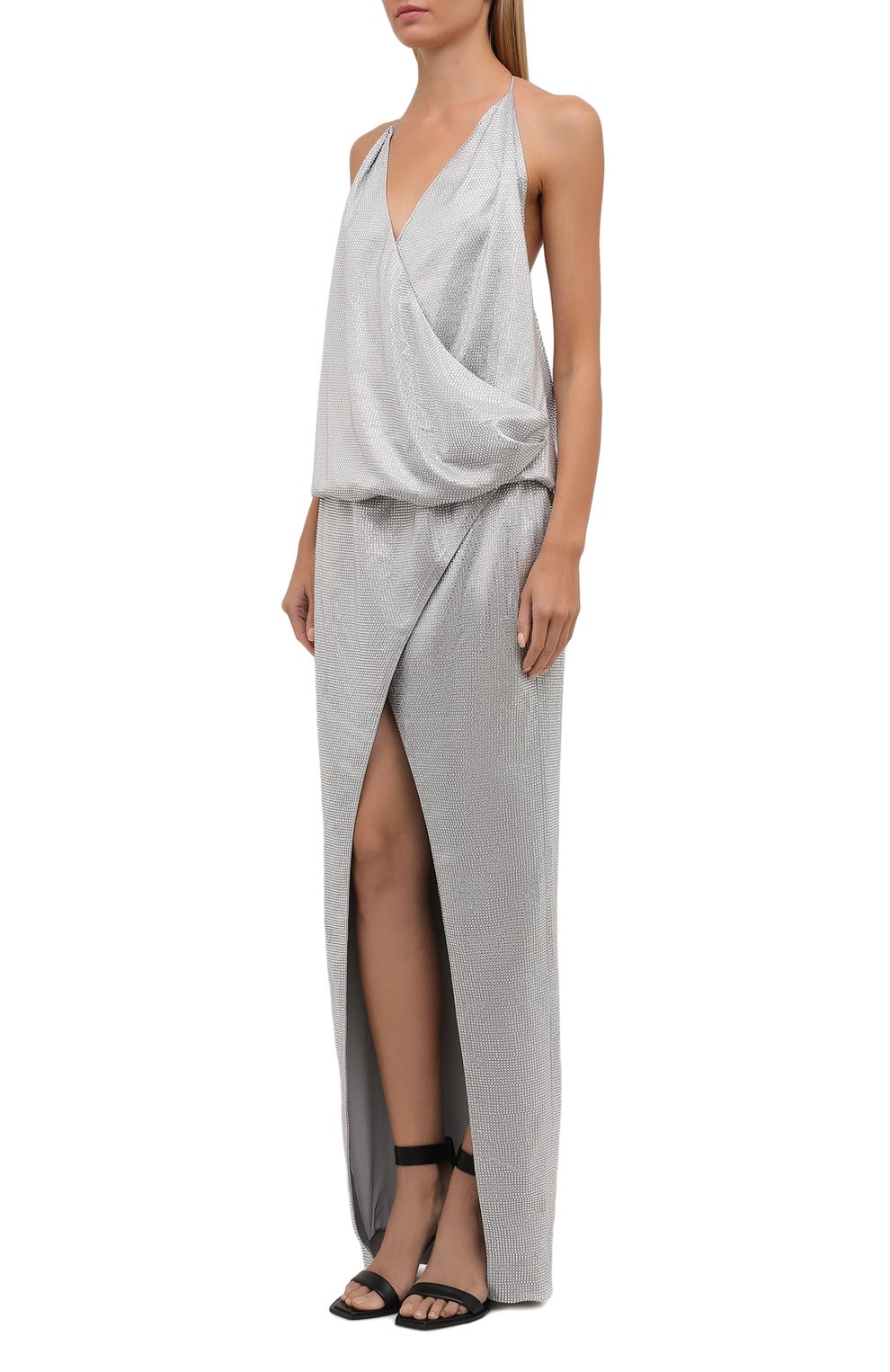 Платье из вискозы BALMAIN светло-серого цвета по цене 957000 руб., арт. VF0RN030/A095, фото 3 Платье из вискозы BALMAIN, арт. VF0RN030/A095, фото 3