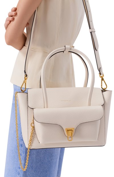 Сумка double beat medium COCCINELLE кремового цвета по цене 47250 руб., арт. E1 T8A 18 02 01, фото 2 Сумка double beat medium COCCINELLE, арт. E1 T8A 18 02 01, фото 2