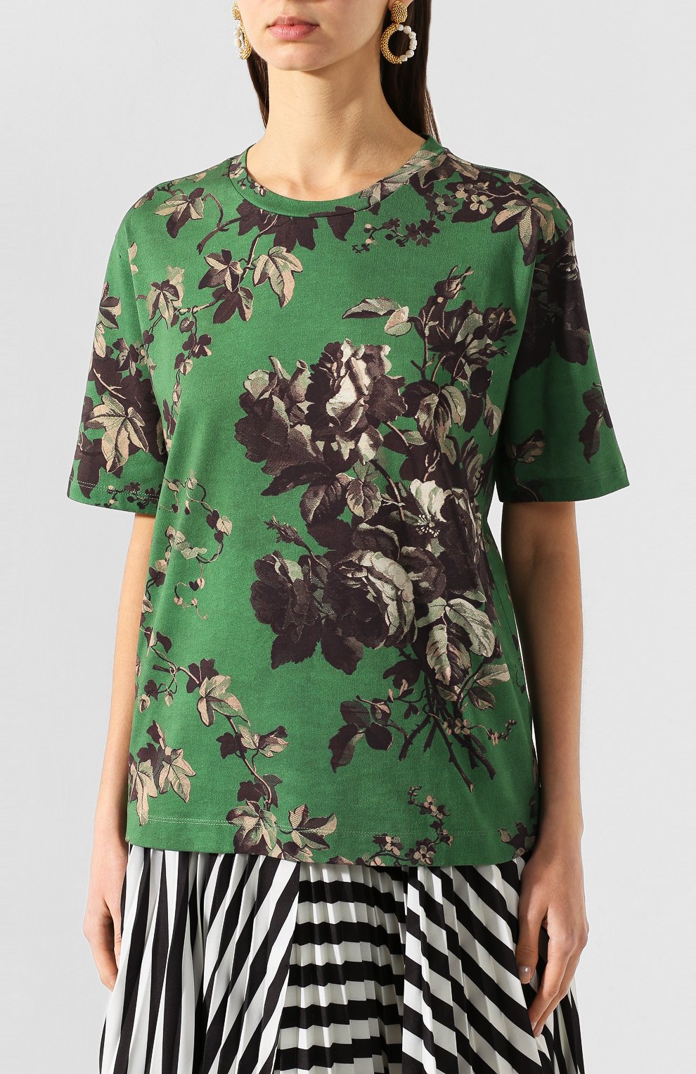 Хлопковая футболка DRIES VAN NOTEN зеленого цвета по цене 22550 руб., арт. 201-11166-9620, фото 3 Хлопковая футболка DRIES VAN NOTEN, арт. 201-11166-9620, фото 3