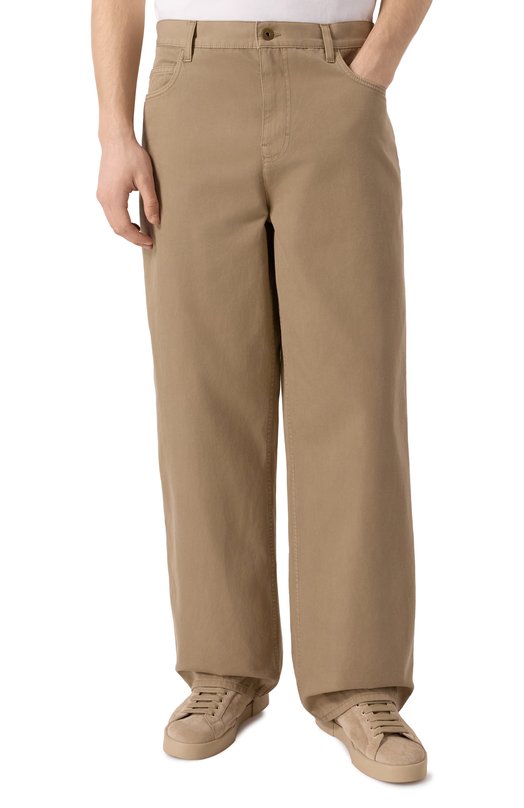 Хлопковые брюки Burberry 8108341 Бежевый  8108341 Фото 3