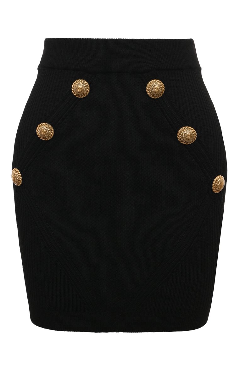 Женская юбка из вискозы BALMAIN черного цвета, арт. BF0LB194KF24 | Фото 1 (Материал внешний: Вискоза; Длина Ж (юбки, платья, шорты): Мини)