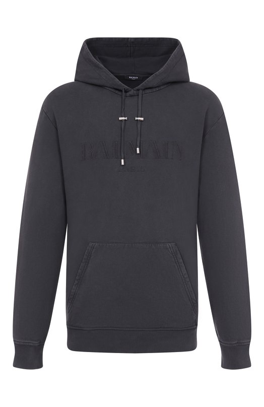 Хлопковое худи Balmain FH1JT047/BC72 Серый FH1JT047/BC72