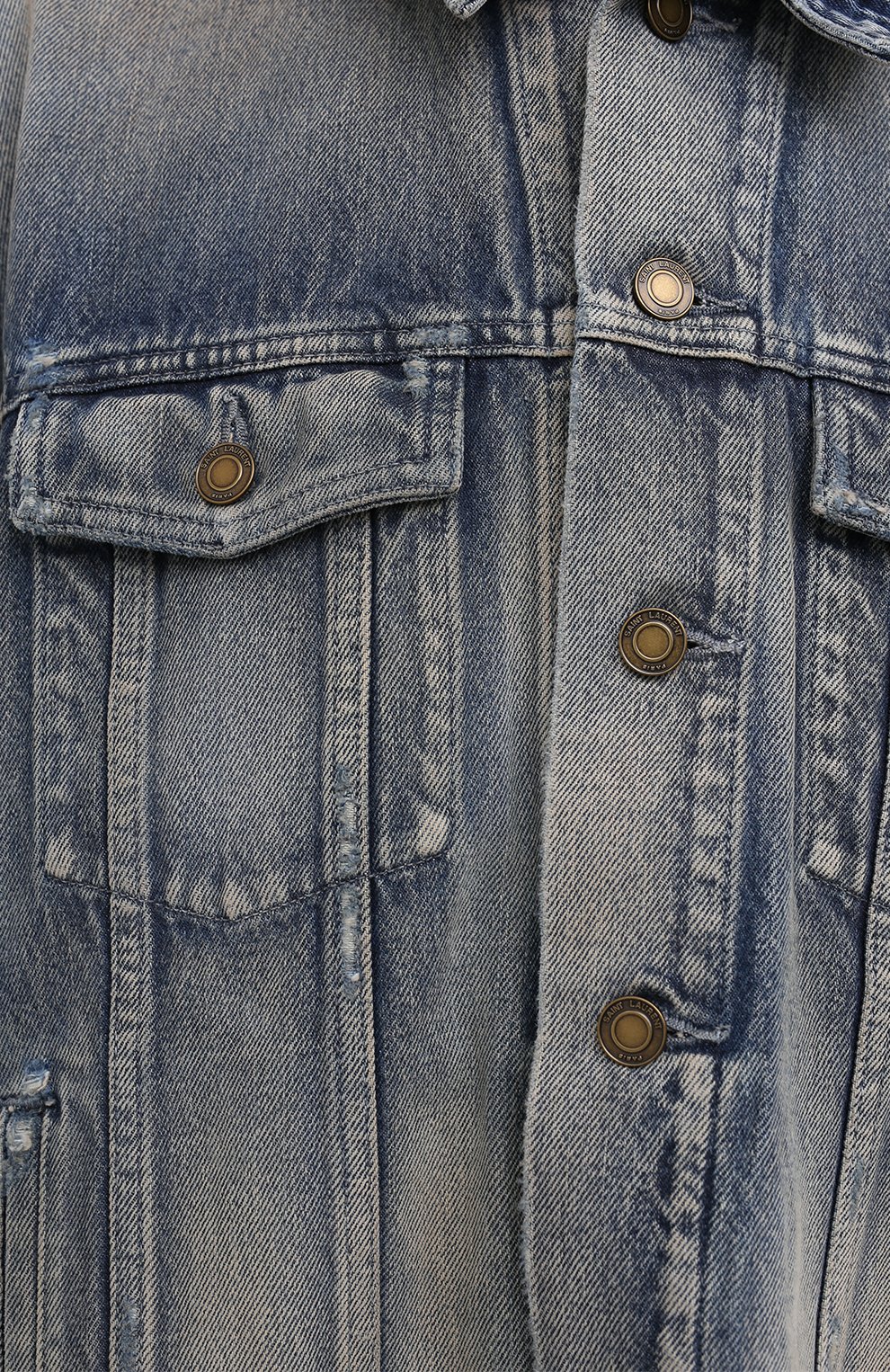 Джинсовое пальто SAINT LAURENT голубого цвета по цене 435500 руб., арт. 641234/Y372F, фото 5 Джинсовое пальто SAINT LAURENT, арт. 641234/Y372F, фото 5