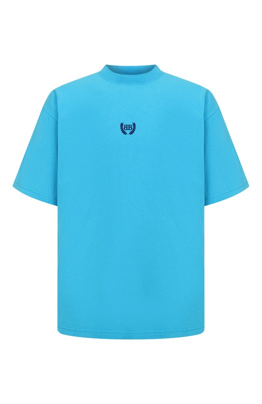 Хлопковая футболка Balenciaga 764235/TSVC9 Голубой 764235/TSVC9