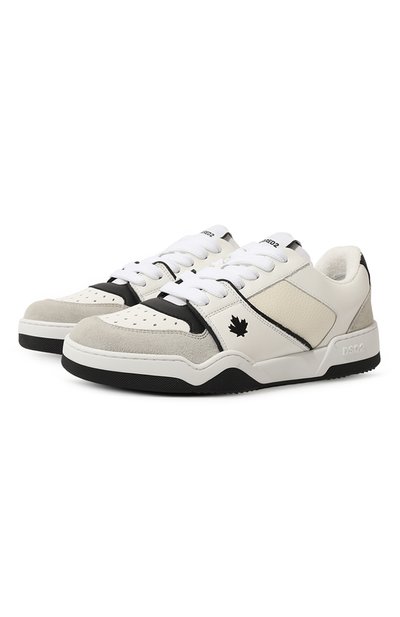 Кожаные кеды spiker DSQUARED2 белого цвета по цене 48800 руб., арт. SNW0315/01606243, фото 1 Кожаные кеды spiker DSQUARED2, арт. SNW0315/01606243, фото 1
