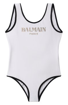 Детского слитный купальник BALMAIN белого цвета, арт. BWCA3D | Фото 1 (Нос: Не проставлено; Девочки Кросс-КТ: Купальники-пляж; Принт: Без принта; Материал внешний: Синтетический материал; Ростовка одежда: 6 лет | 116 см, 8 лет | 128 см, 10 - 11 лет | 140 - 146см, 13 - 15 лет | 158 см, 12 лет | 152 см, 16 лет | 164 см)