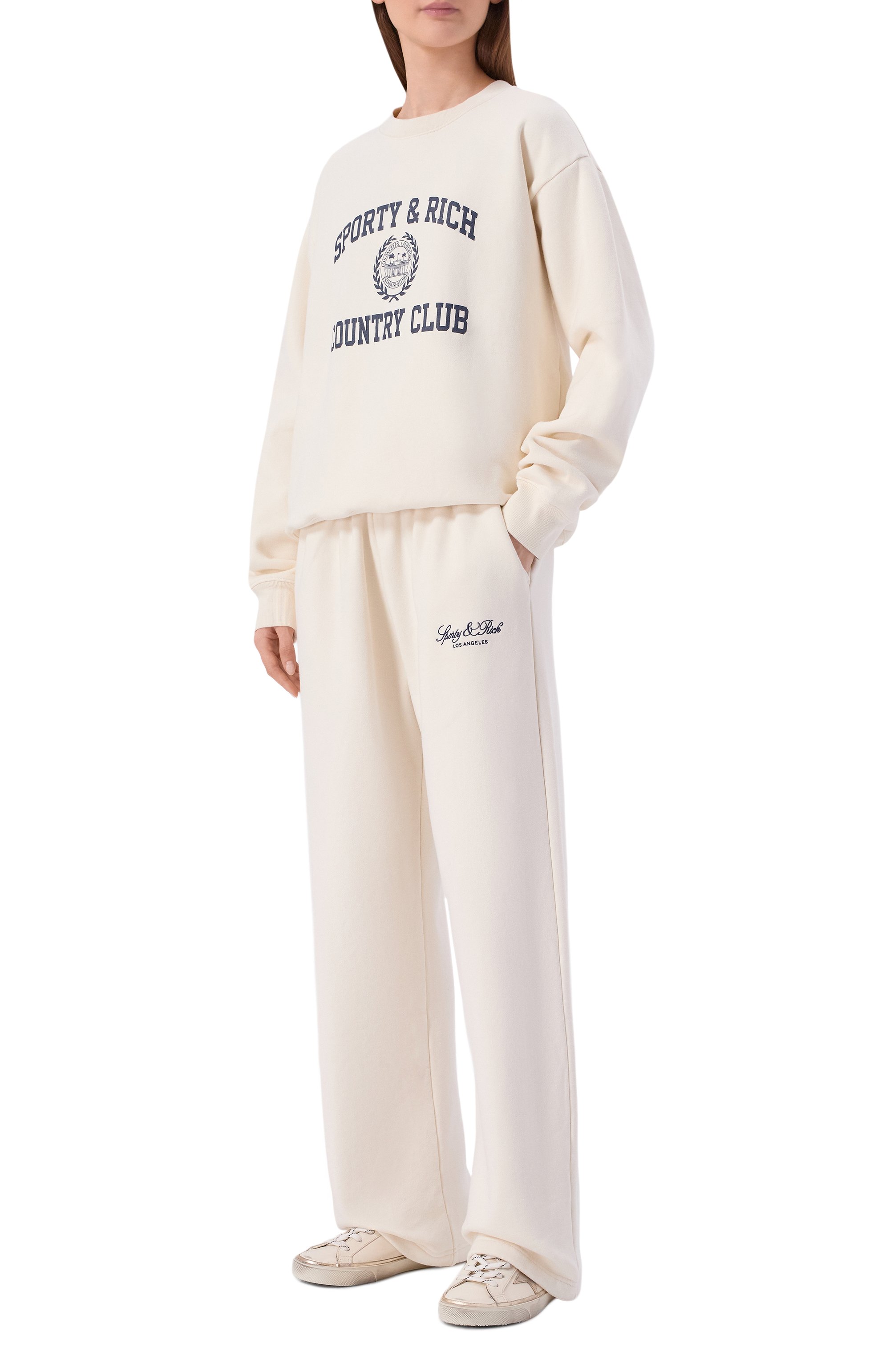 Хлопковые брюки SPORTY AND RICH, арт. PA07176269WH37, фото 2