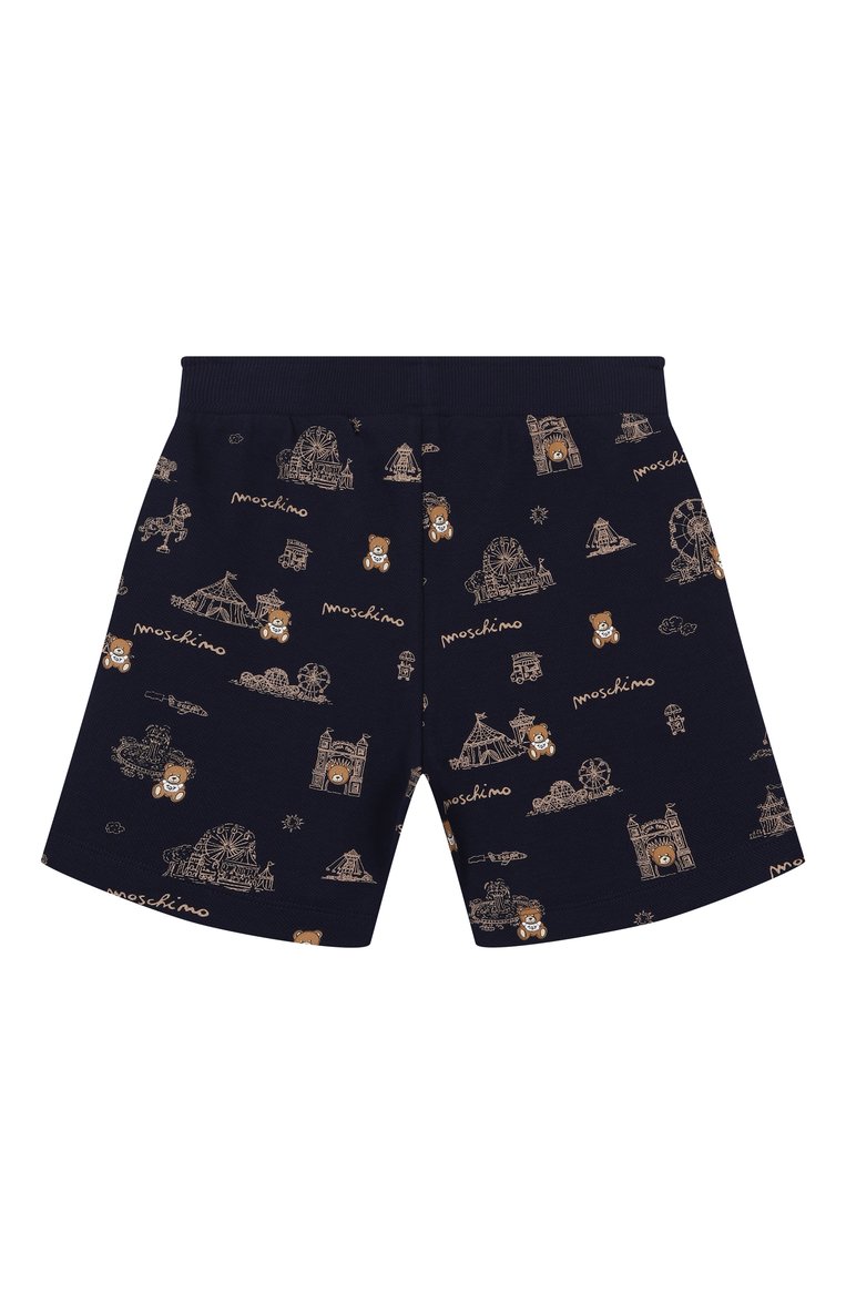 Детского комплект из футболки и шорт MOSCHINO темно-синего цвета, арт. HUG00P/LCB60/4-8 | Фото 6 (Рукава: Короткие; Материал внешний: Хлопок; Мальчики Кросс-КТ: Костюмы-спорт; Автоматизация состава: Проставлено; Автоматизация ТО: Проставлено; Ростовка одежда: 4 года | 104 см, 5 лет | 110 см, 6 лет | 116 см, 8 лет | 128 см)