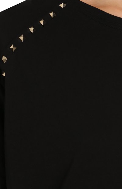 Хлопковая футболка с круглым вырезом и декоративной отделкой VALENTINO, арт. QB3MG07B3UC, фото 5