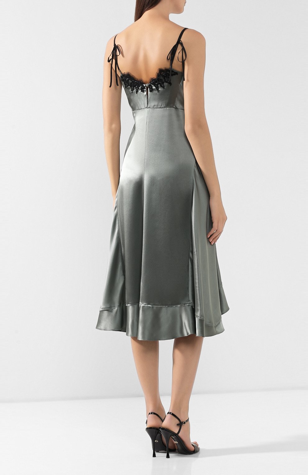 Шелковое платье DOROTHEE SCHUMACHER хаки цвета по цене 64950 руб., арт. 449202/SATIN SEDUCTI0N, фото 4 Шелковое платье DOROTHEE SCHUMACHER, арт. 449202/SATIN SEDUCTI0N, фото 4