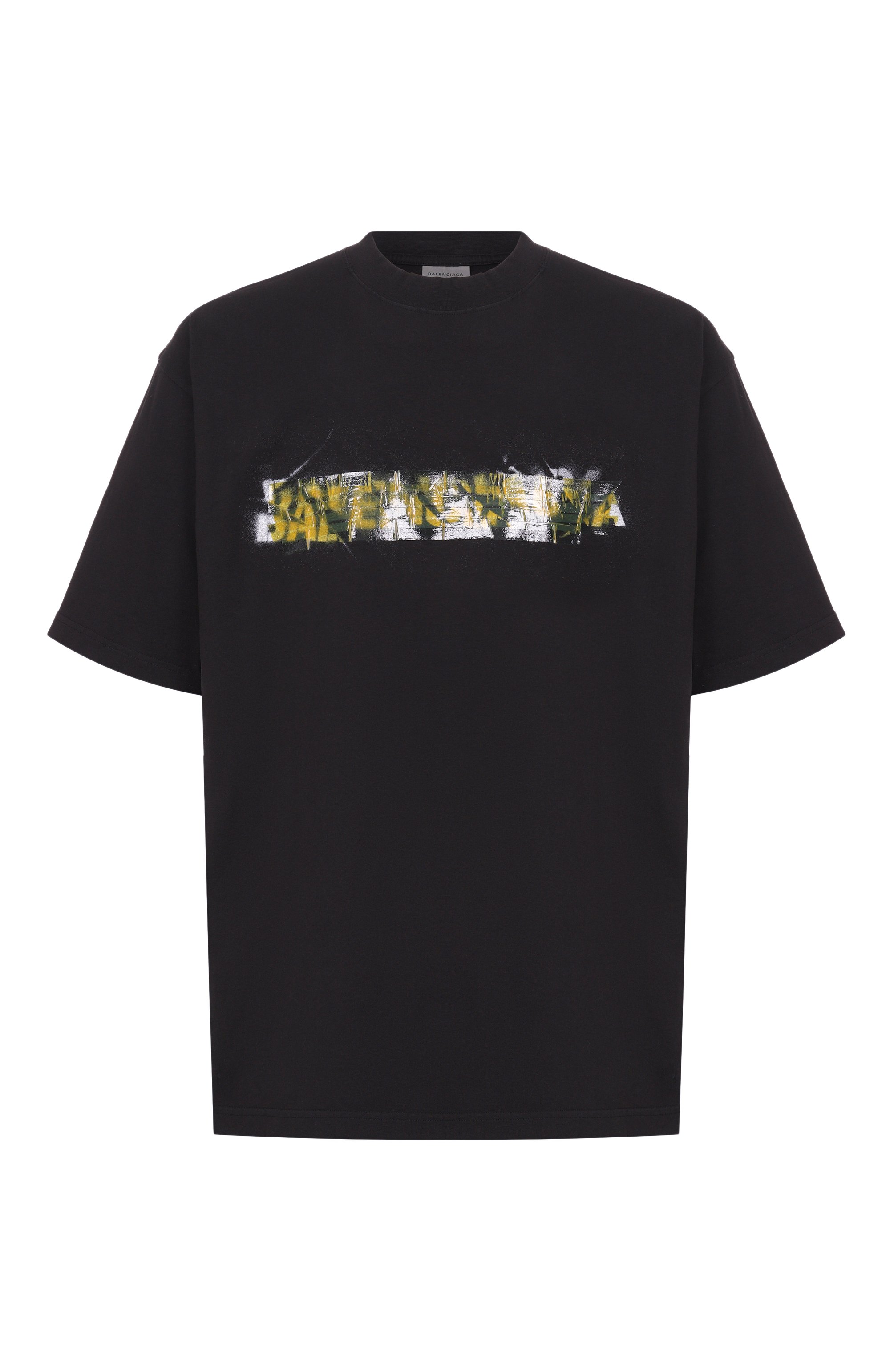 Хлопковая футболка BALENCIAGA черного цвета по цене 107000 руб., арт. 764235/TUVI6, фото 1 Хлопковая футболка BALENCIAGA, арт. 764235/TUVI6, фото 1