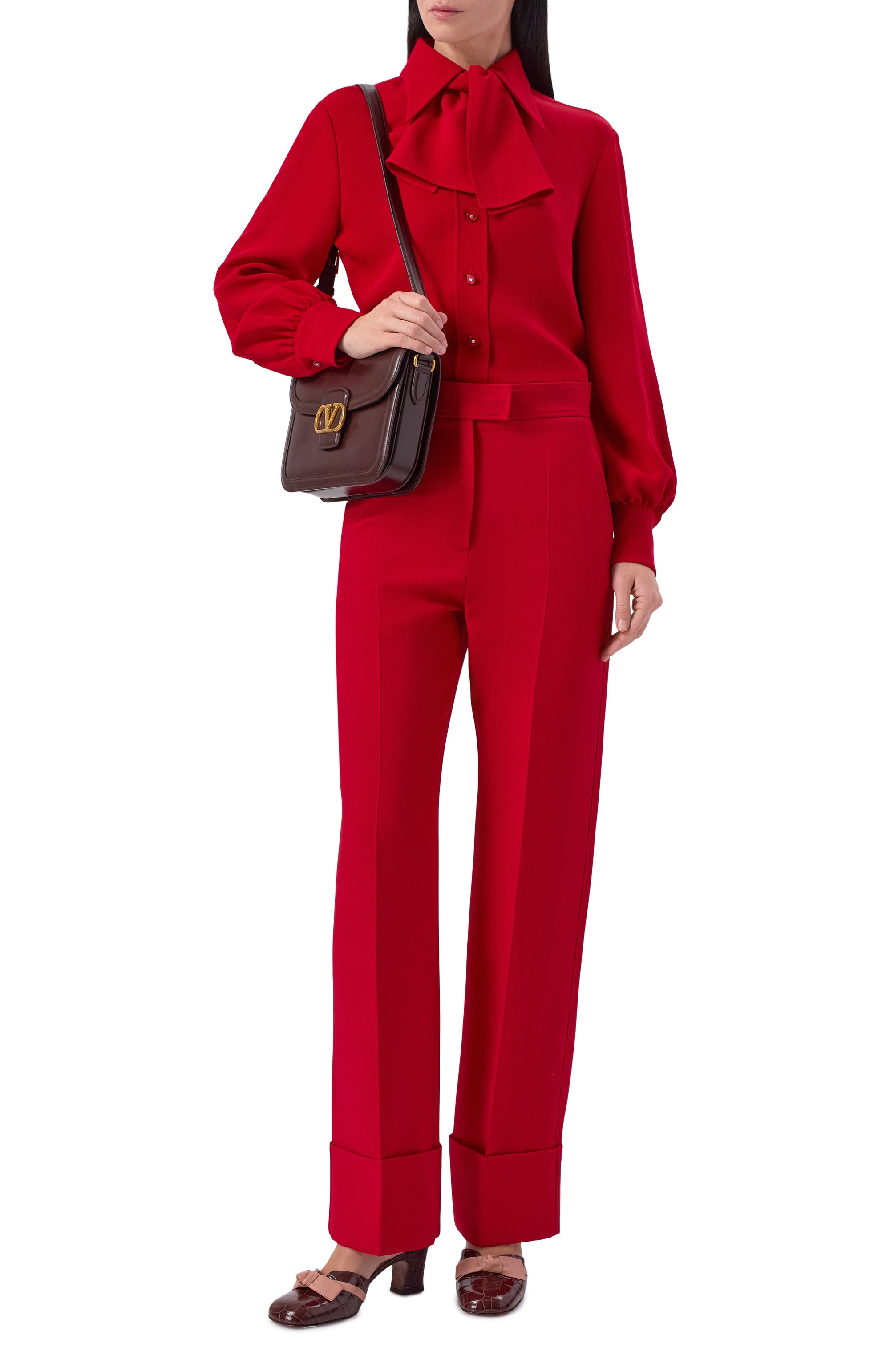 Брюки из шерсти и шелка VALENTINO красного цвета по цене 243000 руб., арт. 8B3RB6Z7/1CF, фото 2 Брюки из шерсти и шелка VALENTINO, арт. 8B3RB6Z7/1CF, фото 2