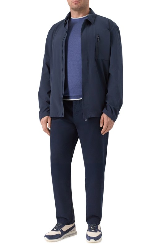 Футболка из шелка и хлопка Brunello Cucinelli MR8337427 Синий  MR8337427 Фото 2