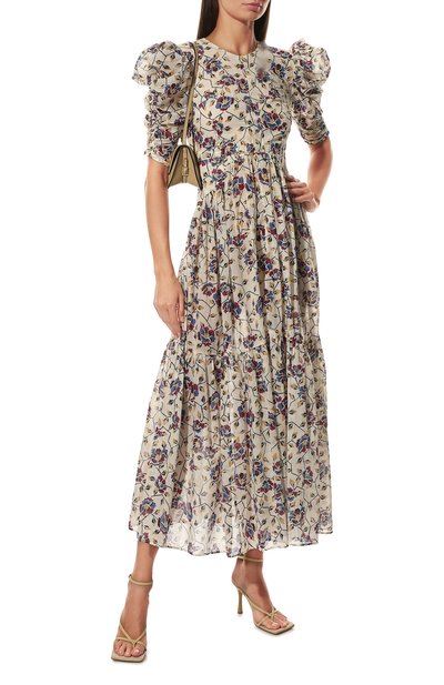Хлопковое платье ISABEL MARANT ETOILE кремового цвета по цене 57850 руб., арт. R02101-22P032E/SICHELLE, фото 2 Хлопковое платье ISABEL MARANT ETOILE, арт. R02101-22P032E/SICHELLE, фото 2