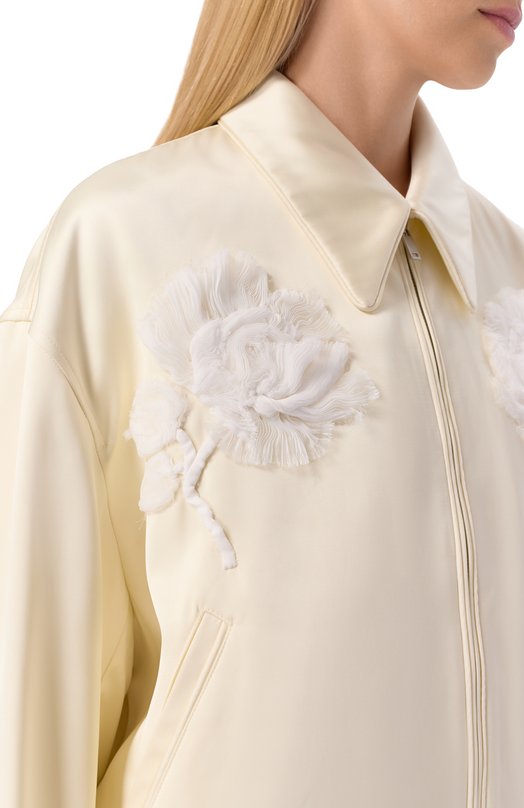 Атласный бомбер Jil Sander J03SW0007/J65329 Кремовый  J03SW0007/J65329 Фото 5