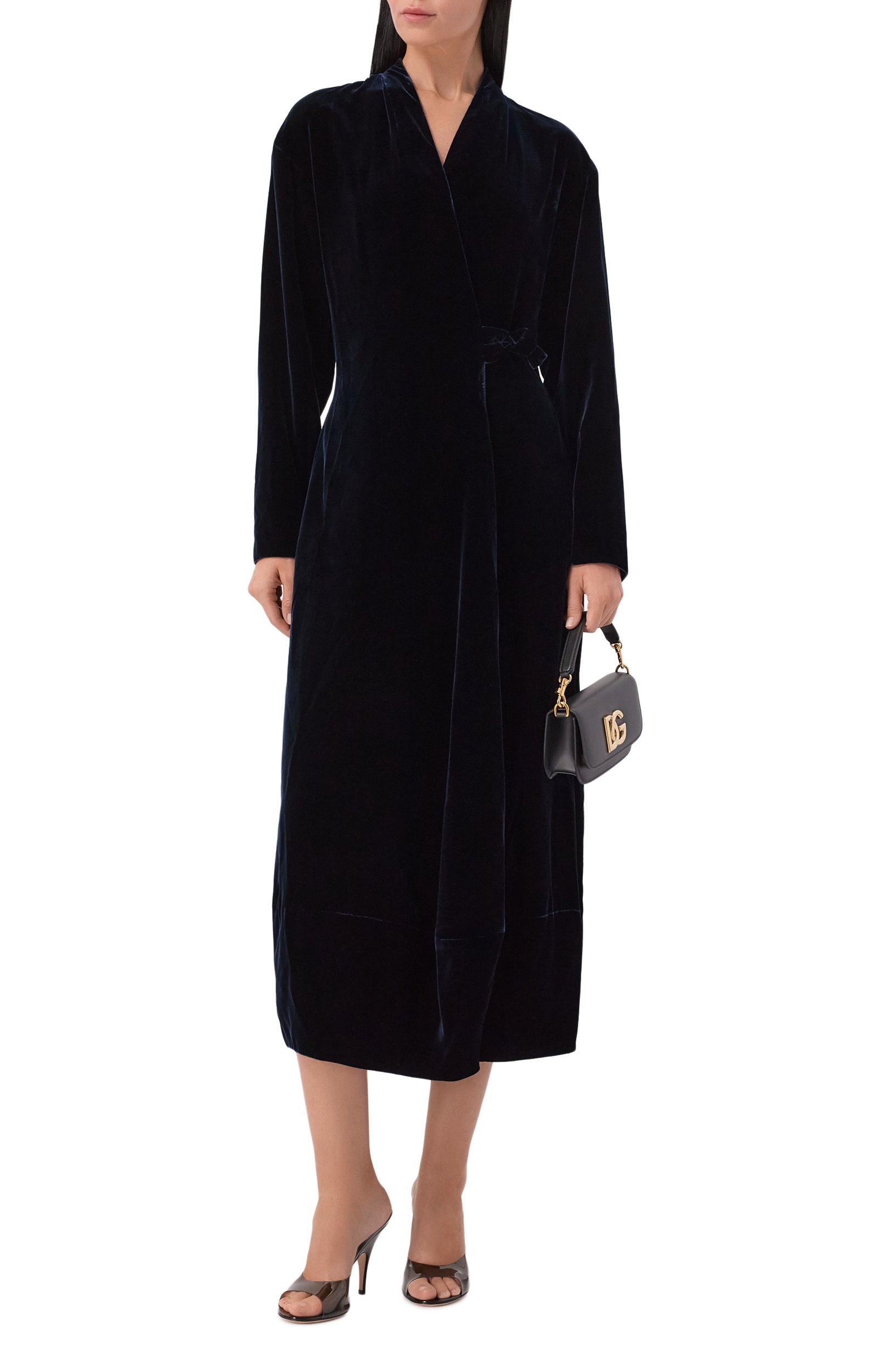 Бархатное платье GIORGIO ARMANI темно-синего цвета по цене 787000 руб., арт. GW003817/TE10831, фото 2 Бархатное платье GIORGIO ARMANI, арт. GW003817/TE10831, фото 2