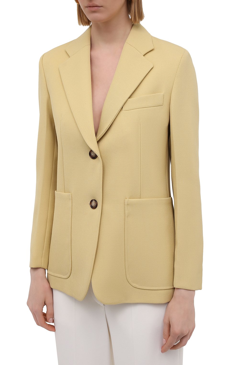 Шерстяной жакет VICTORIA BECKHAM желтого цвета по цене 188500 руб., арт. 1221WJK002540B, фото 3 Шерстяной жакет VICTORIA BECKHAM, арт. 1221WJK002540B, фото 3