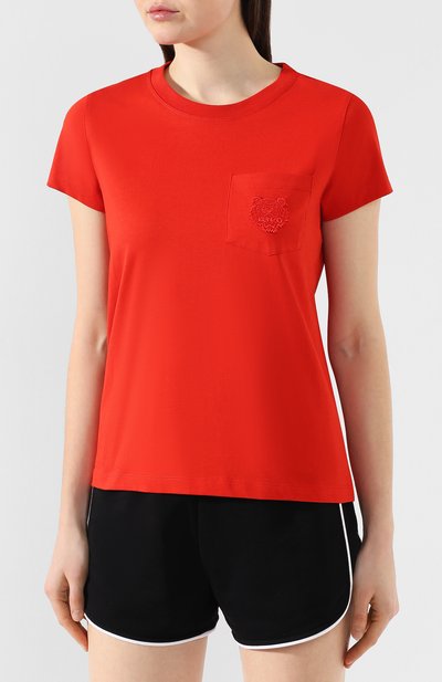 Хлопковая футболка KENZO красного цвета по цене 8700 руб., арт. 2TS790987, фото 3 Хлопковая футболка KENZO, арт. 2TS790987, фото 3