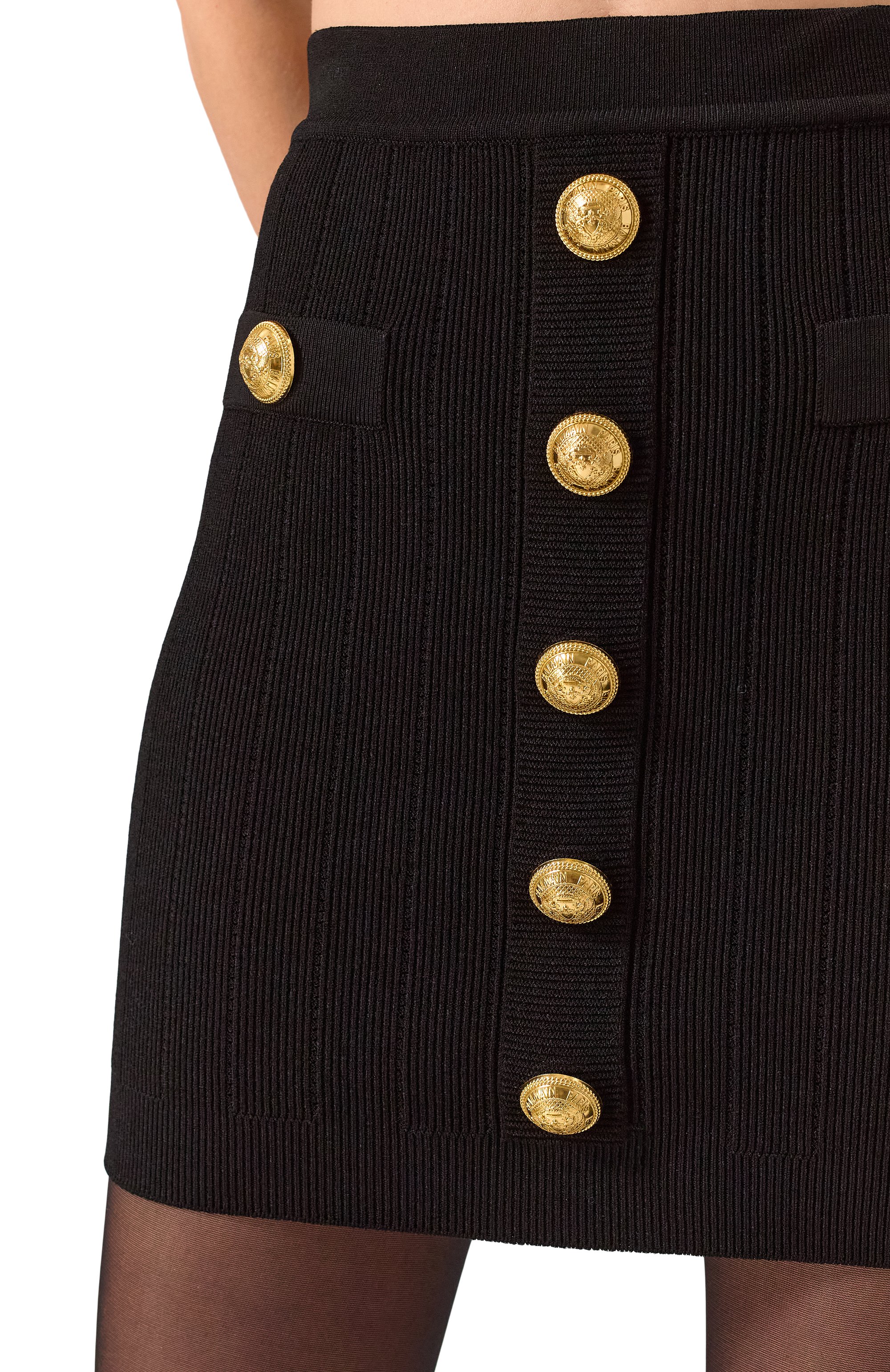 Юбка из вискозы BALMAIN черного цвета по цене 133000 руб., арт. EF1LB290/KB07, фото 6 Юбка из вискозы BALMAIN, арт. EF1LB290/KB07, фото 6