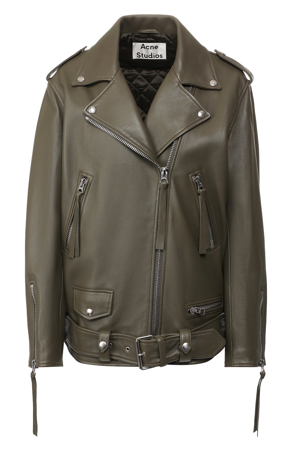 Кожаная куртка с поясом ACNE STUDIOS хаки цвета по цене 188000 руб., арт. A70004, фото 1 Кожаная куртка с поясом ACNE STUDIOS, арт. A70004, фото 1