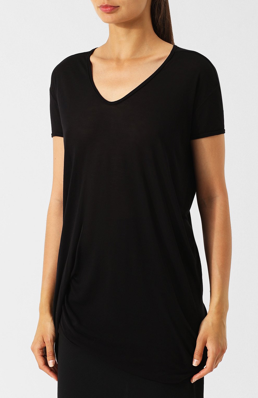 Удлиненная футболка из смеси вискозы и шелка RICK OWENS, арт. RP18F4206/JS, фото 3