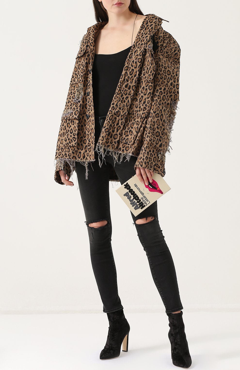 Куртка с потертостями и леопардовым принтом R13, арт. R13W2011-10, фото 2