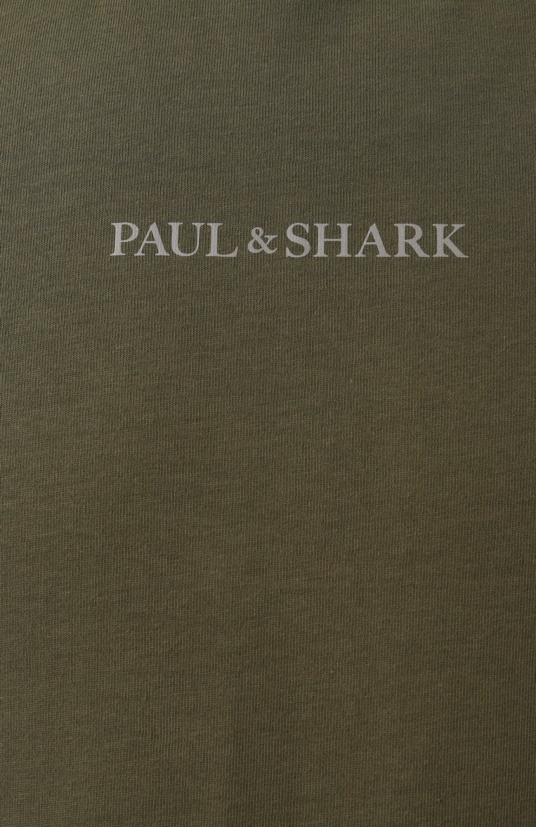 Мужская хлопковая футболка PAUL&SHARK хаки цвета, арт. 25411088/3XL | Фото 6 (Материал внешний: Хлопок; Рукава: Короткие; Принт: С принтом; Стили: Милитари; Длина (для топов): Стандартные; Кросс-КТ: Джерси; Мужское Кросс-КТ: Футболка-одежда; Автоматизация состава: Проставлено; Автоматизация ТО: Проставлено)