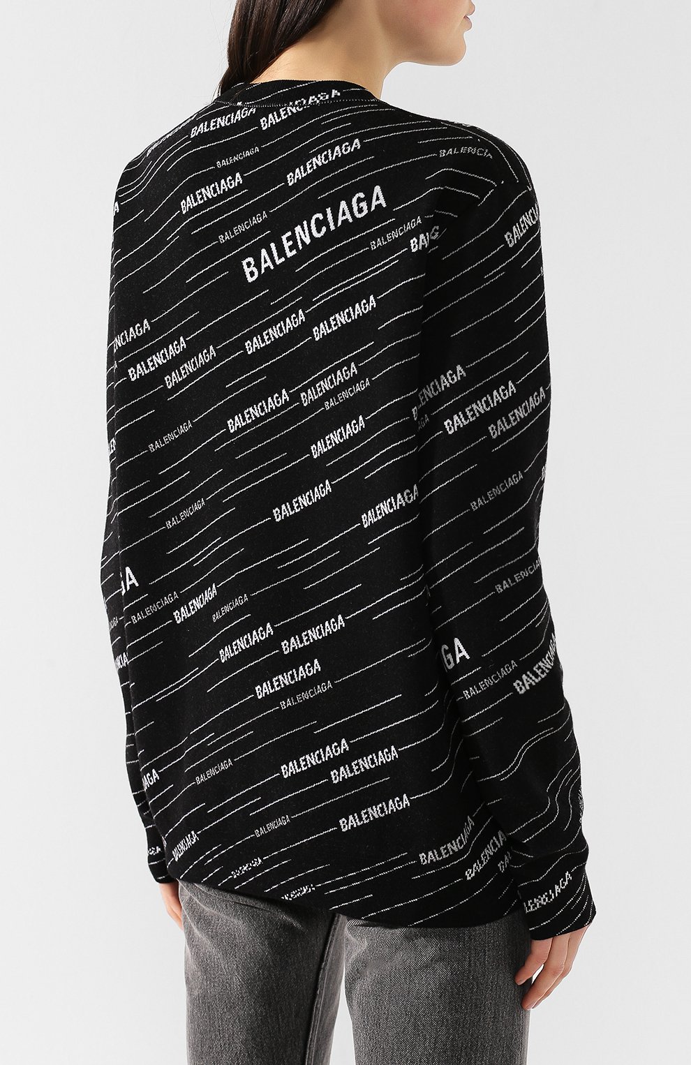 Шерстяной пуловер BALENCIAGA черно-белого цвета по цене 74500 руб., арт. 559078/T1524, фото 4 Шерстяной пуловер BALENCIAGA, арт. 559078/T1524, фото 4