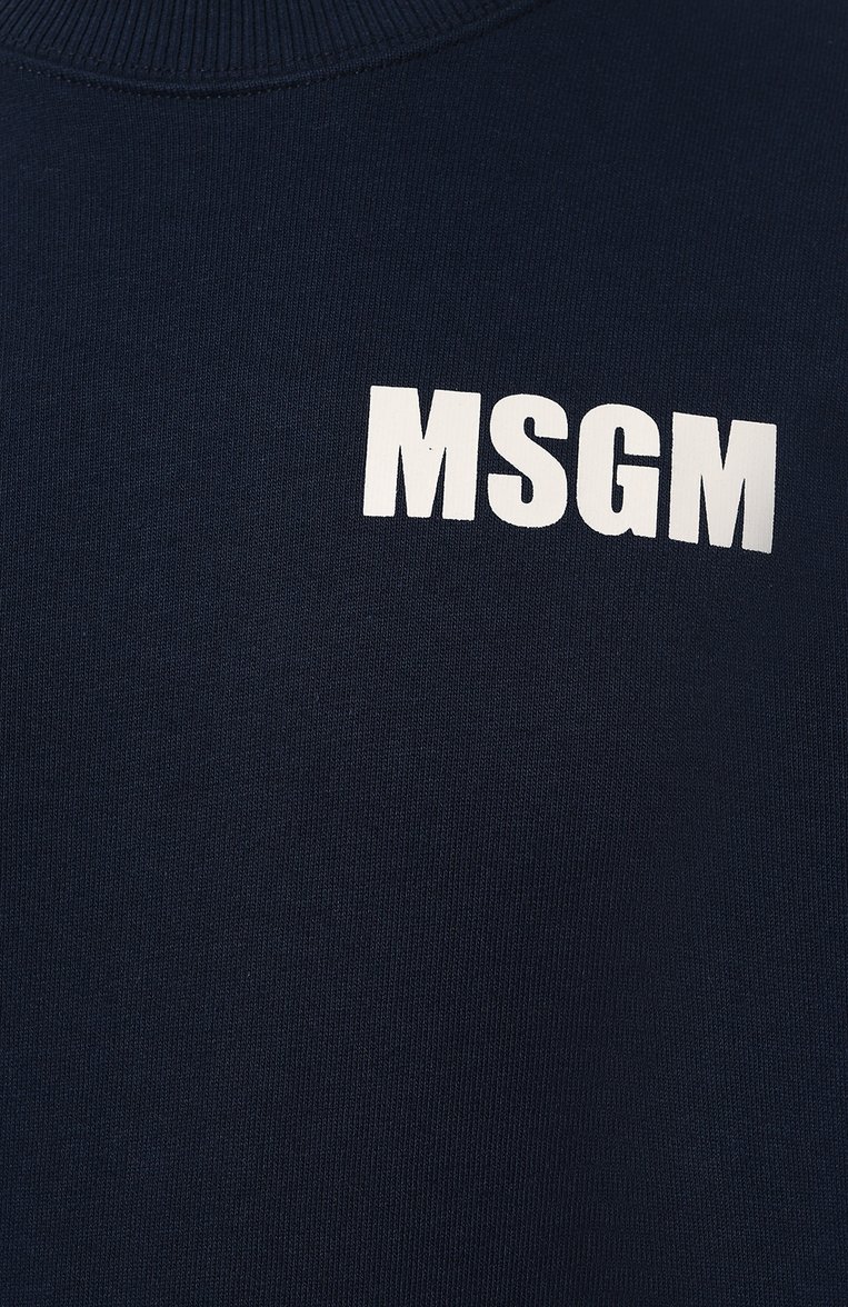 Женский хлопковый свитшот MSGM синего цвета, арт. 3641MDM95/247000 | Фото 5 (Рукава: Длинные; Материал сплава: Проставлено; Длина (для топов): Стандартные; Материал внешний: Хлопок; Драгоценные камни: Проставлено; Женское Кросс-КТ: Свитшот-одежда; Стили: Спорт-шик)