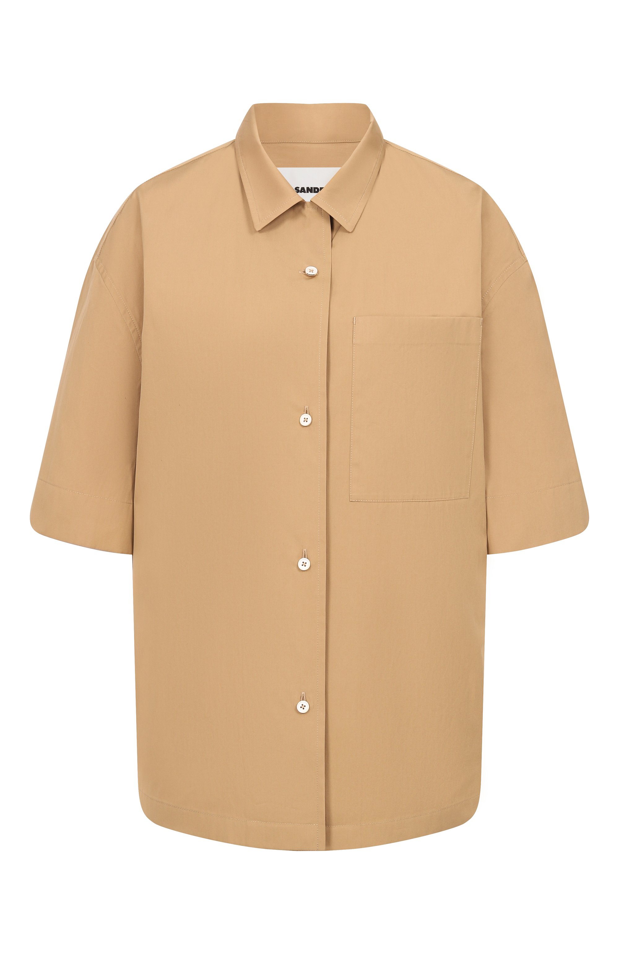 Хлопковая рубашка JIL SANDER бежевого цвета по цене 135500 руб., арт. J40DL0189/J45292, фото 1 Хлопковая рубашка JIL SANDER, арт. J40DL0189/J45292, фото 1
