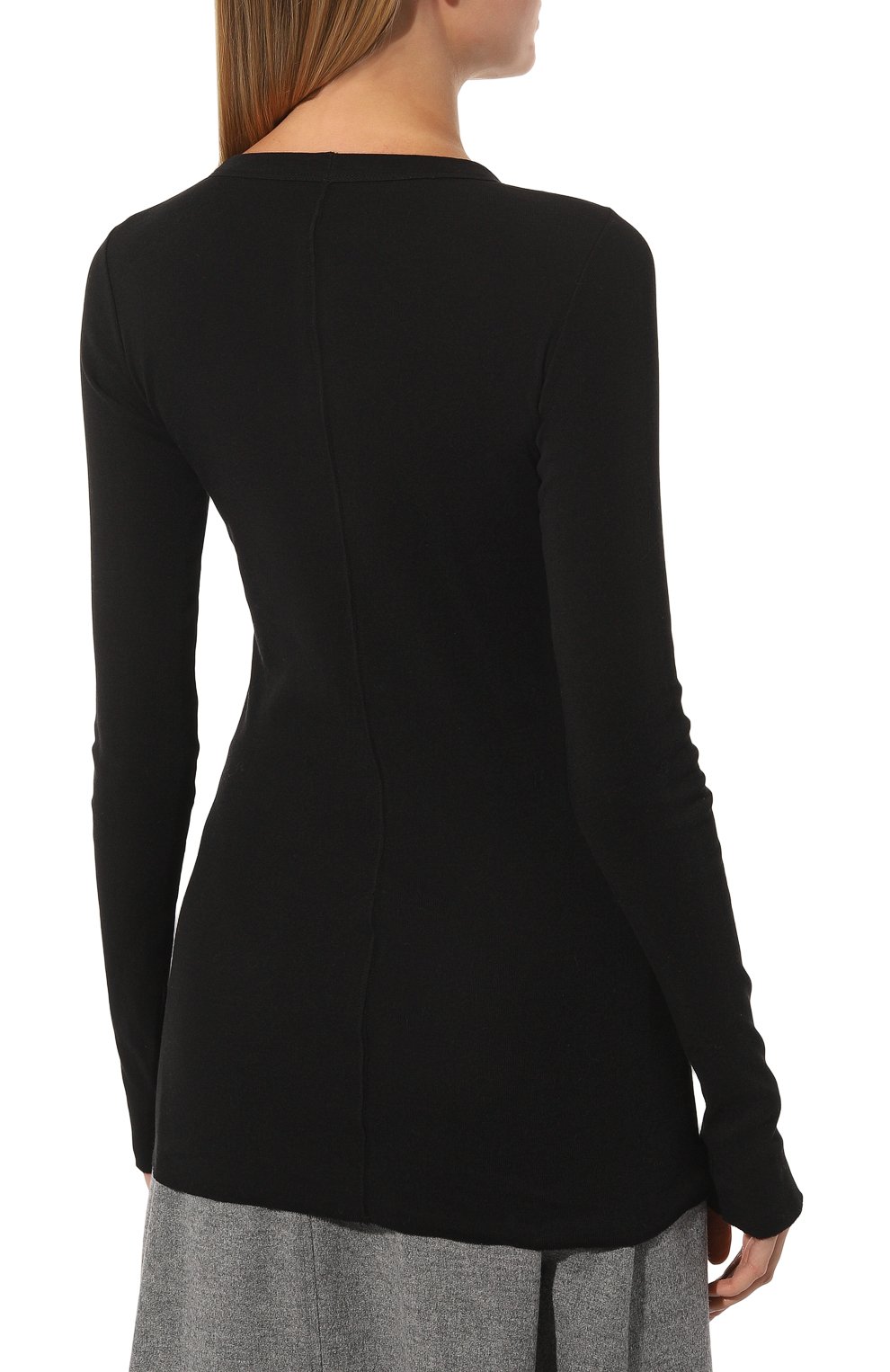 Хлопковый лонгслив RICK OWENS черного цвета по цене 32800 руб., арт. RP01C5202/RD, фото 4 Хлопковый лонгслив RICK OWENS, арт. RP01C5202/RD, фото 4