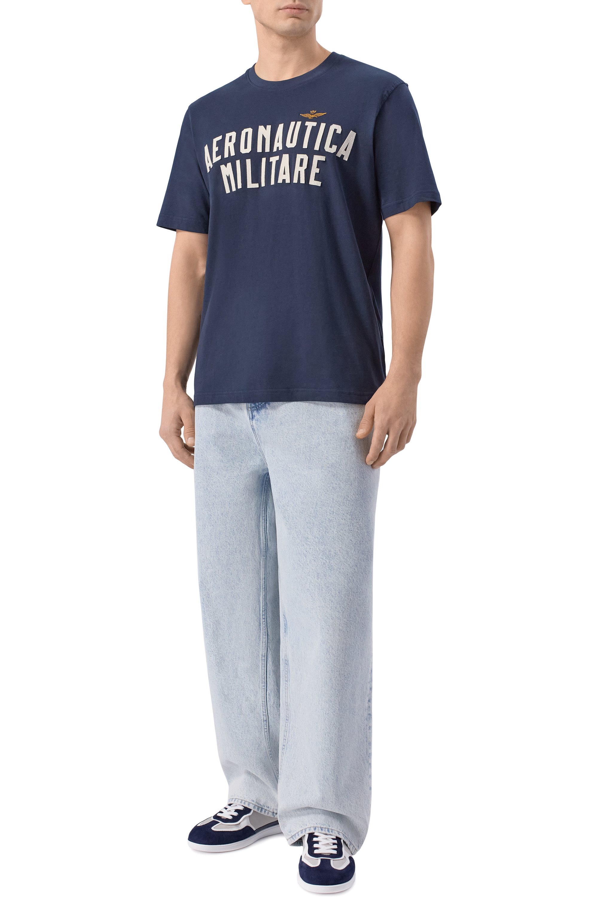 Хлопковая футболка AERONAUTICA MILITARE темно-синего цвета по цене 8185 руб., арт. TS2531UJ00641, фото 2 Хлопковая футболка AERONAUTICA MILITARE, арт. TS2531UJ00641, фото 2
