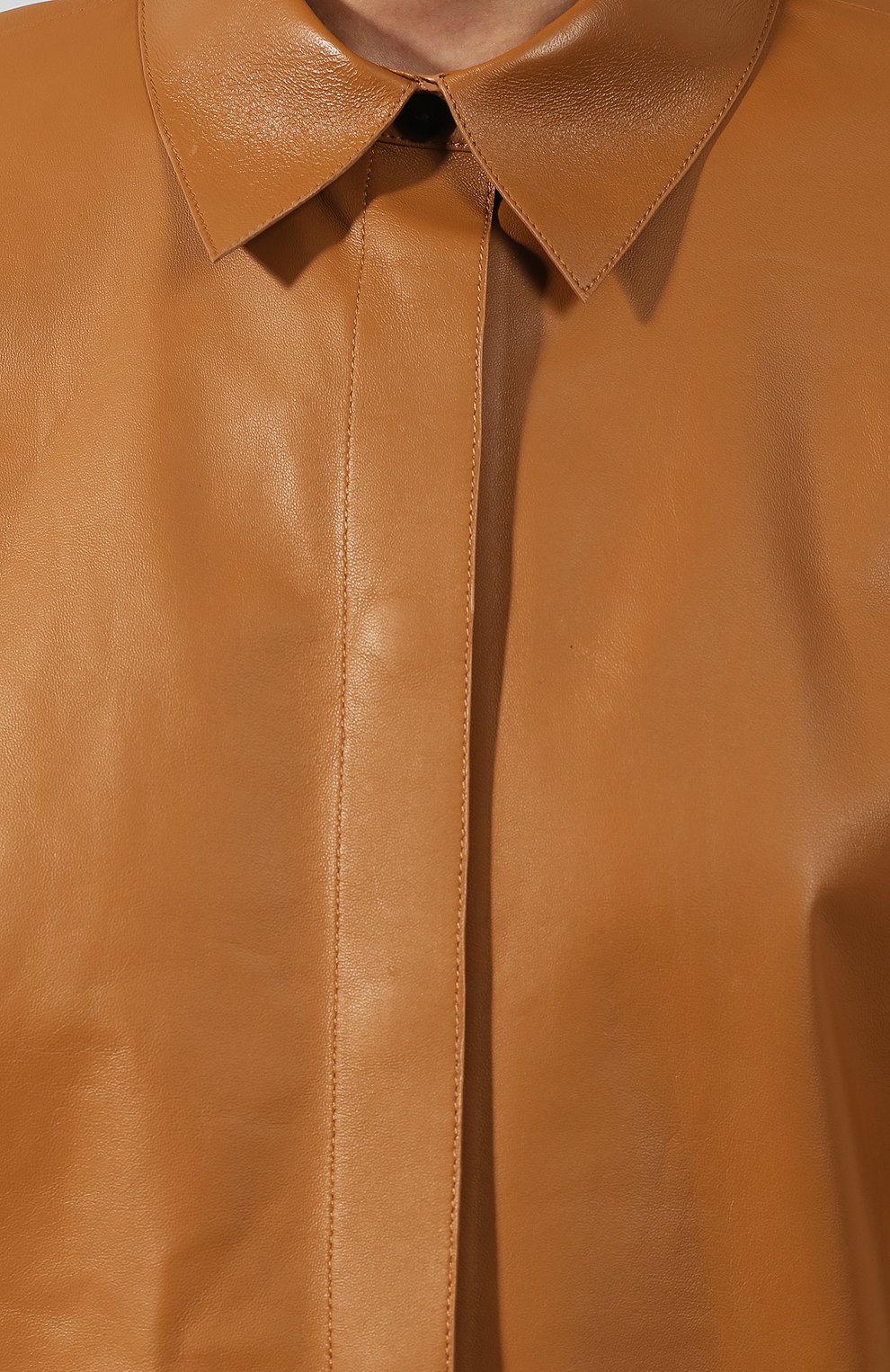Кожаная рубашка THEORY коричневого цвета по цене 75150 руб., арт. J0600510, фото 5 Кожаная рубашка THEORY, арт. J0600510, фото 5