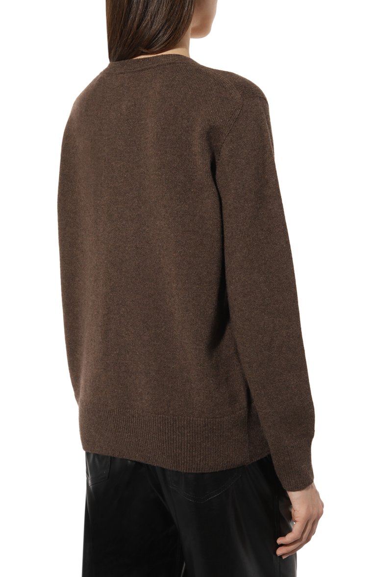 Женский пуловер NORVEG коричневого цвета, арт. 18SWCWVN-097 | Фото 4 (Материал внешний: Шерсть; Рукава: Длинные; Длина (для топов): Стандартные; Материал сплава: Проставлено; Женское Кросс-КТ: Пуловер-одежда; Драгоценные камни: Проставлено; Стили: Кэжуэл)