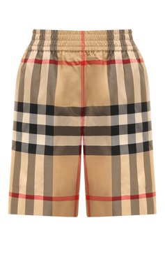 Женские хлопковые шорты BURBERRY бежевого цвета, арт. 8071091 | Фото 1 (Драгоценные камни: Проставлено; Материал сплава: Проставлено; Материал внешний: Хлопок; Длина Ж (юбки, платья, шорты): Мини; Стили: Кэжуэл)