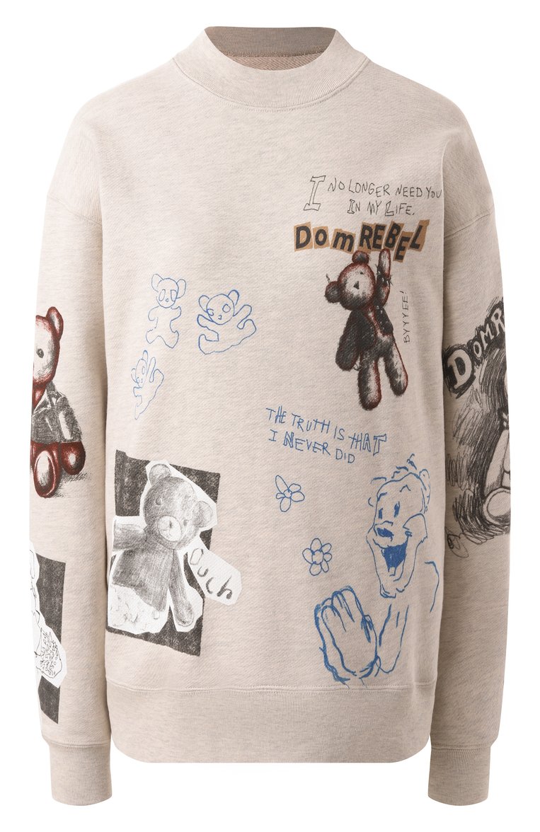 �Женский хлопковый свитшот DOMREBEL светло-бежевого цвета, арт. STUFFY SWEATSHIRT | Фото 1 (Длина (для топов): Стандартные; Драгоценные камни: Проставлено; Рукава: Длинные; Материал сплава: Проставлено; Женское Кросс-КТ: Свитшот-одежда; Стили: Гранж; Материал внешний: Хлопок)