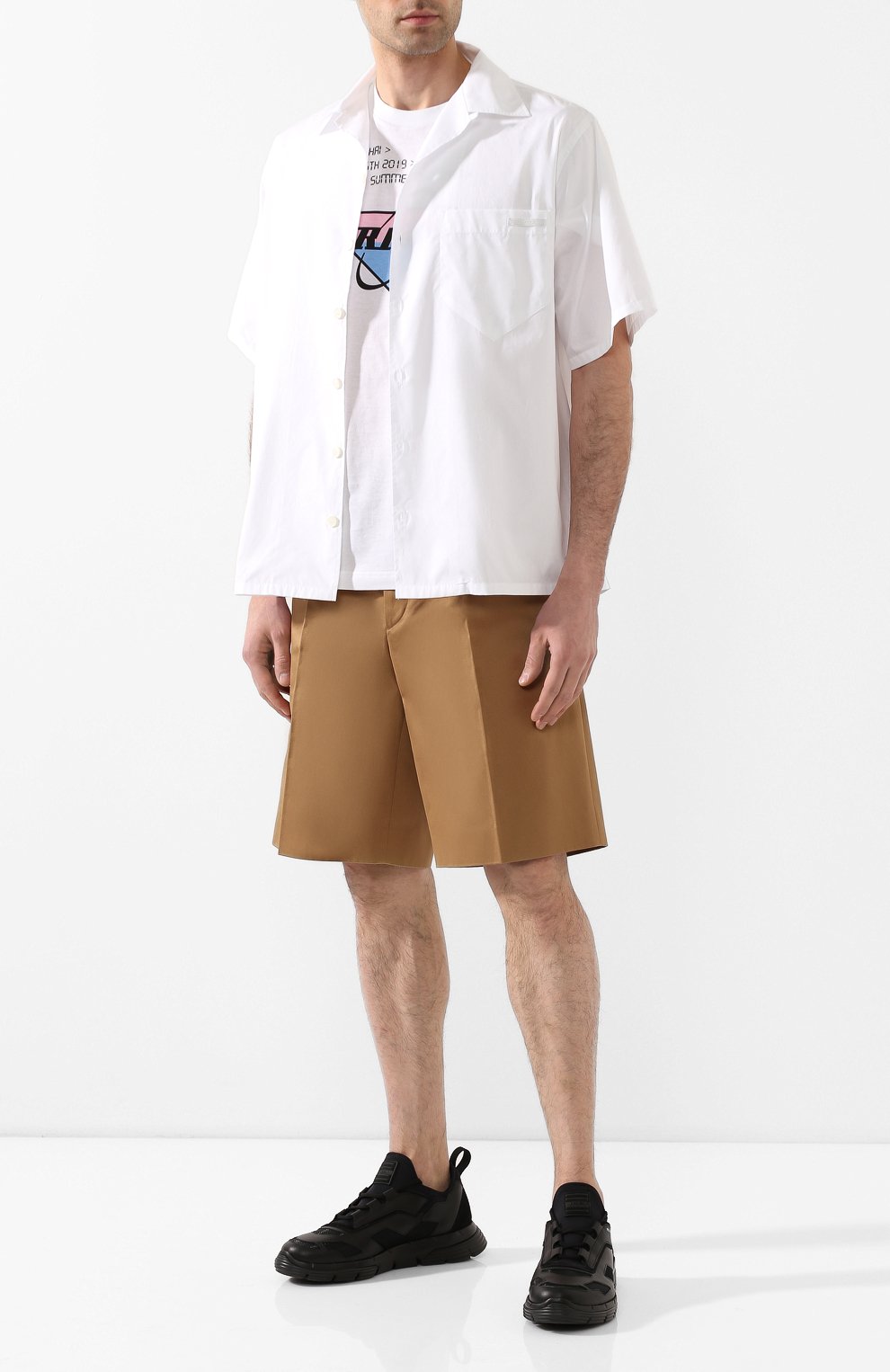 Хлопковые шорты PRADA, арт. UP0086-1UPX-F0594-201, фото 2