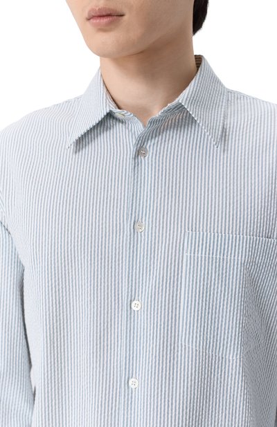 Хлопковая рубашка MVST светло-серого цвета по цене 82700 руб., арт. M26.2PM.B010/F134 STRIPED SEERSUCKER, фото 5 Хлопковая рубашка MVST, арт. M26.2PM.B010/F134 STRIPED SEERSUCKER, фото 5