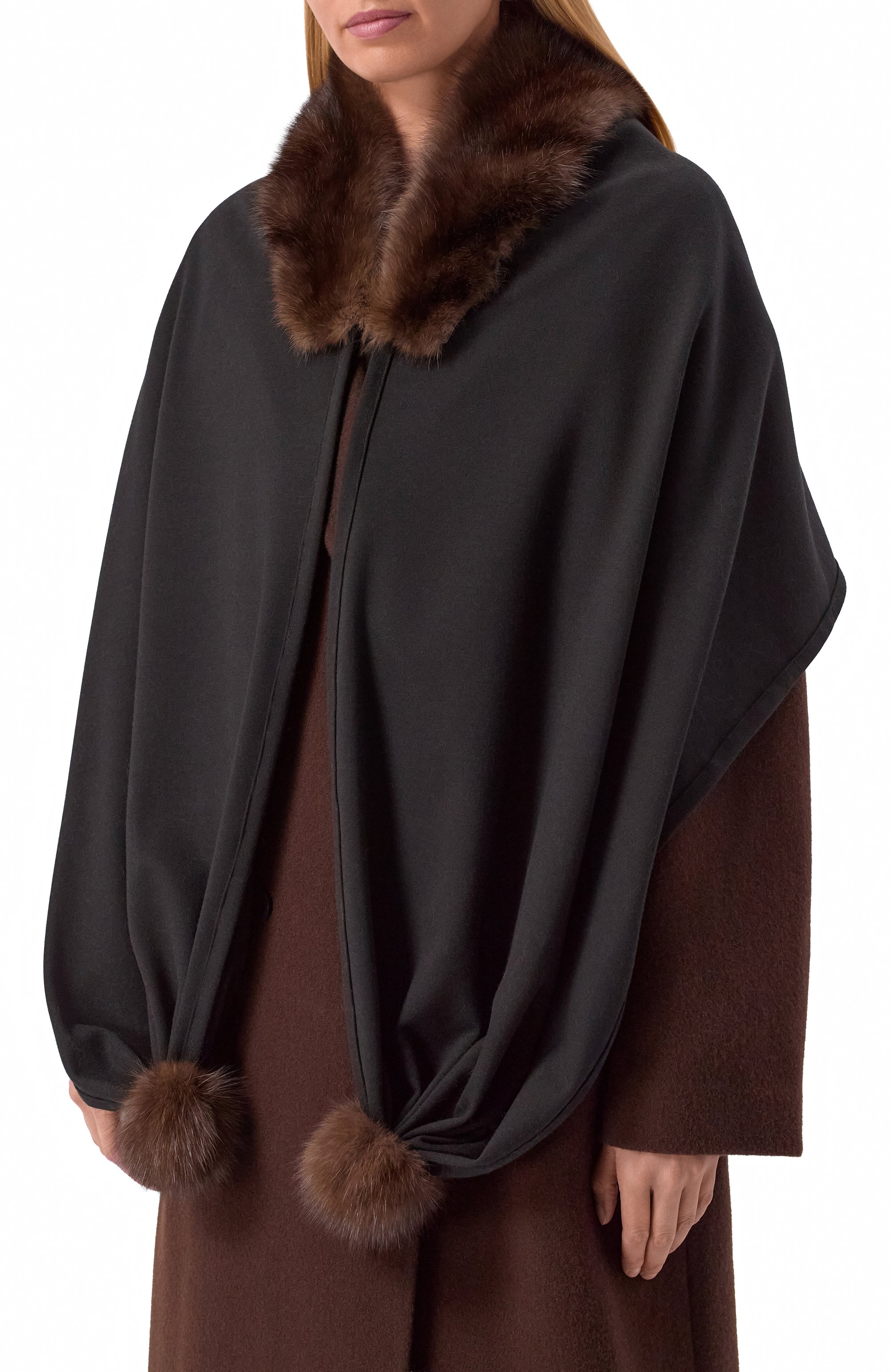 Капюшон из шерсти и кашемира с отделкой из соболя VICTORIA KUSENKOVA, арт. 199303304548, фото 2