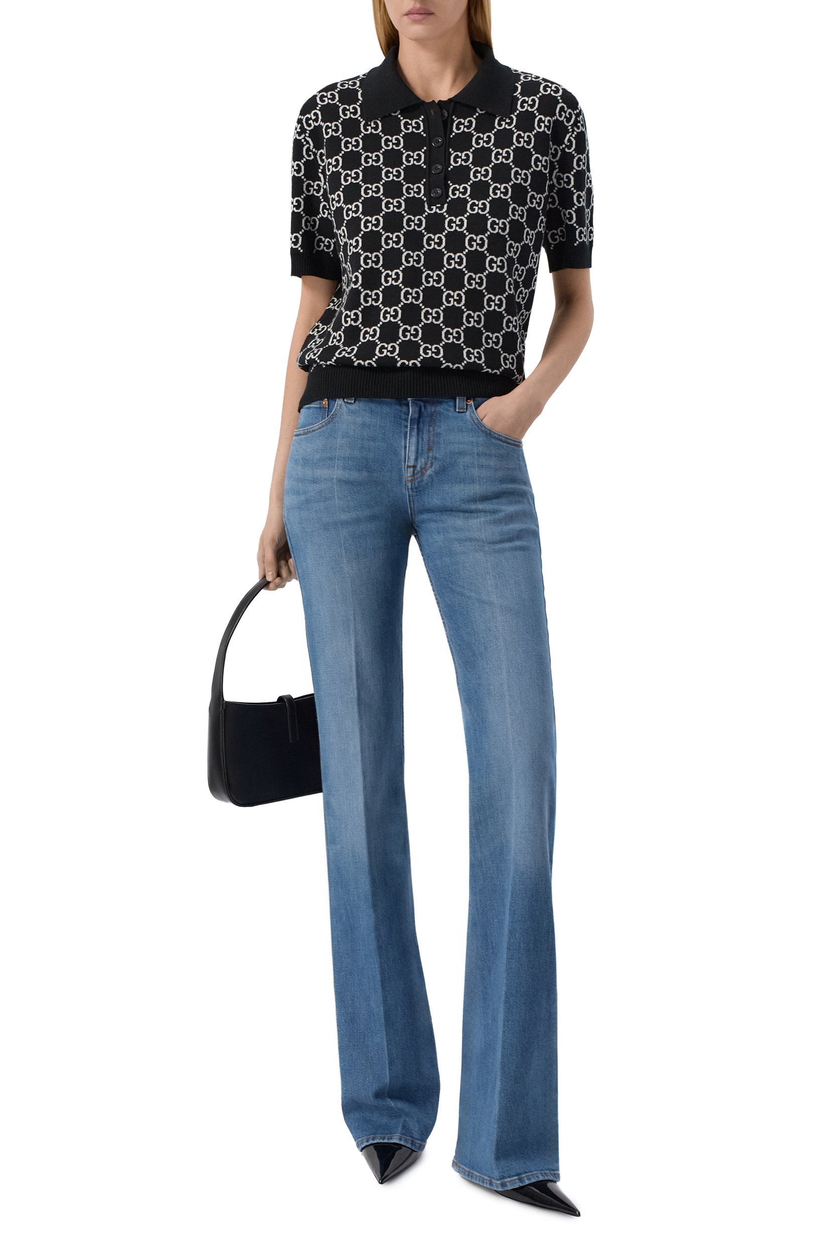 Шерстяное поло GUCCI черного цвета по цене 215500 руб., арт. 814273/XKEJP, фото 2 Шерстяное поло GUCCI, арт. 814273/XKEJP, фото 2